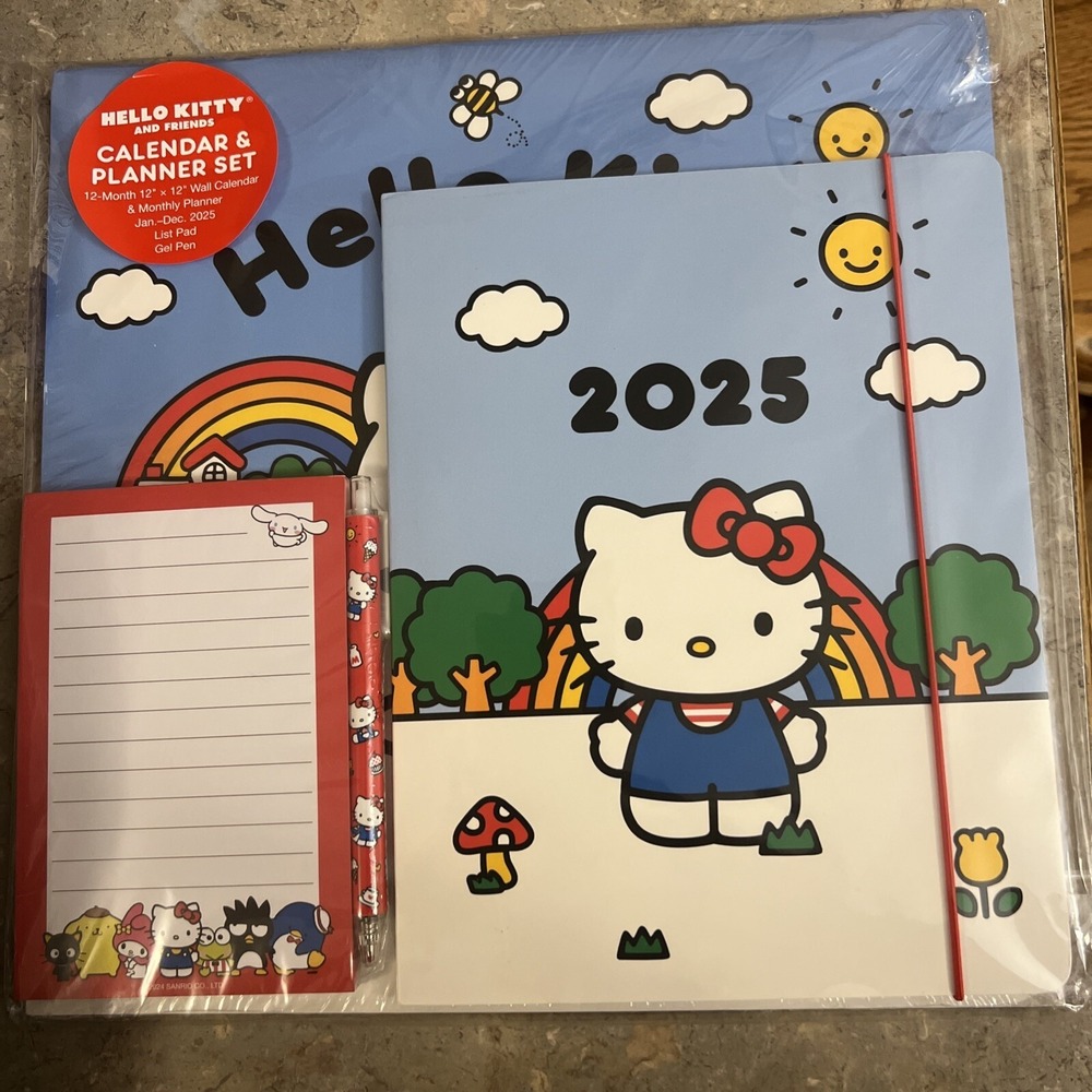 Hello Kitty and Friends 2025 Wall Calendar, Planner, List Pad, Gel Pen Set